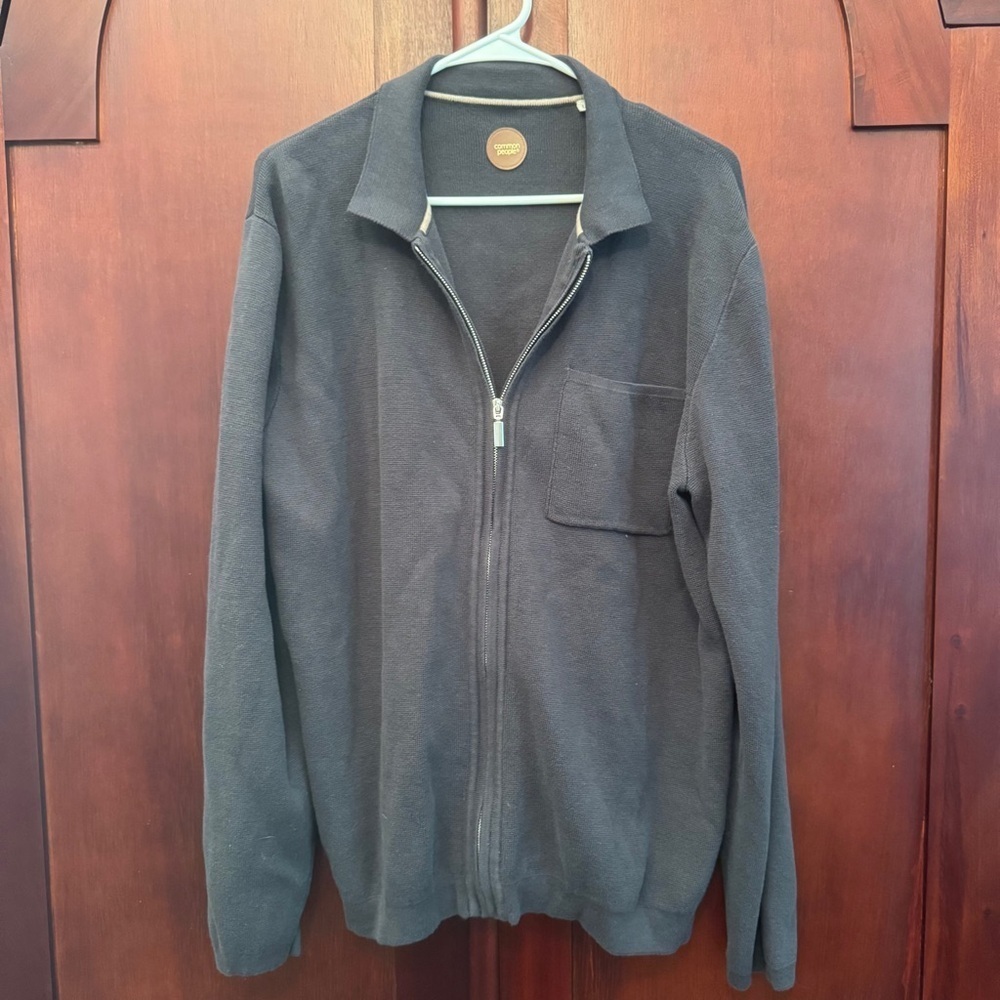 Common People Men's grey Zip Up Cardigan Size Large 100% Cotton w/ pocket